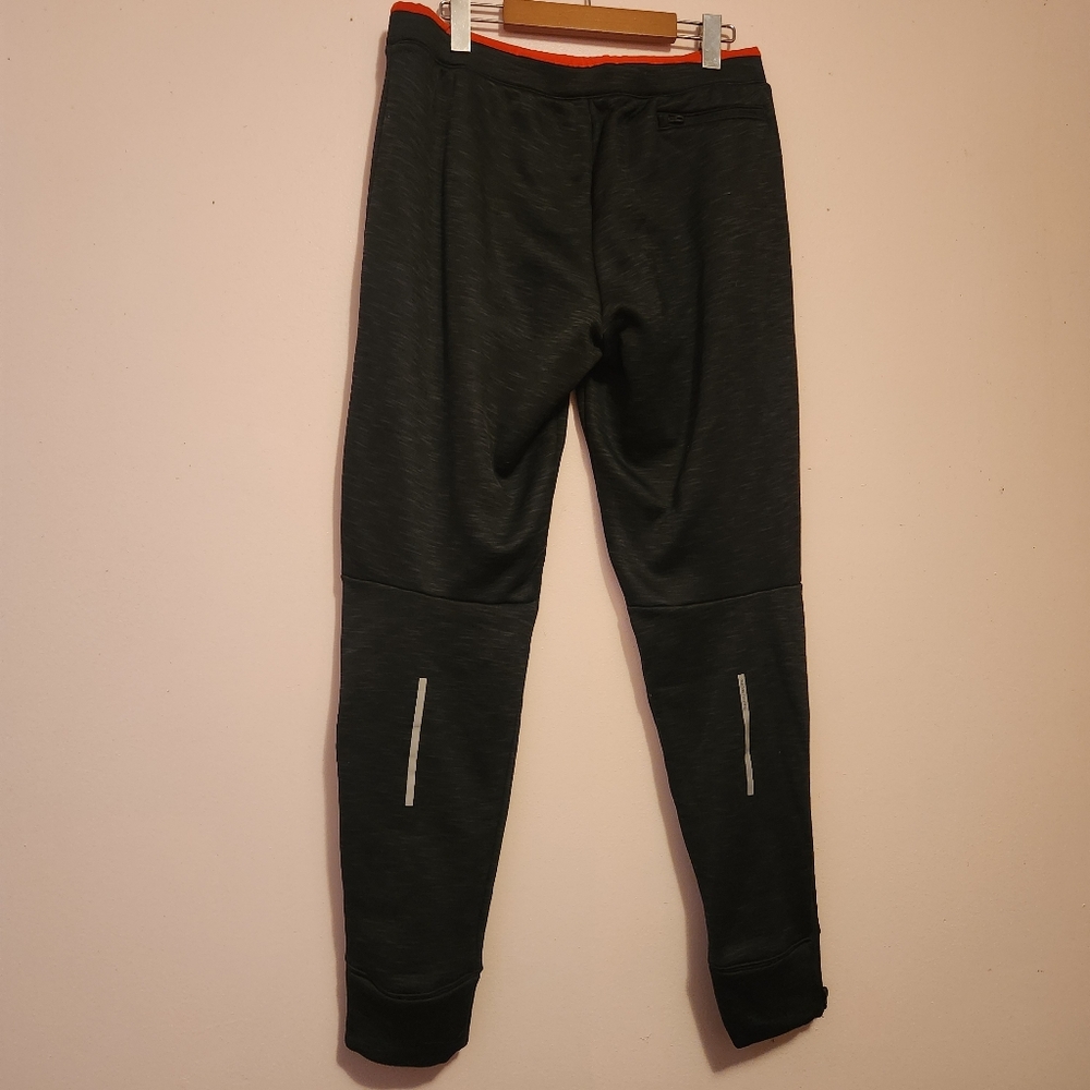 Adidas Climaheat Fleece Lined Running Leggings Tights Charcoal Gray Orange M - Picture 3 of 7